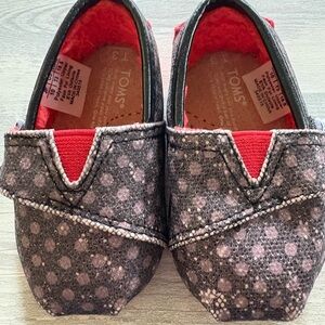 TOMS Kids Polka Dot Shoes - Black and Red